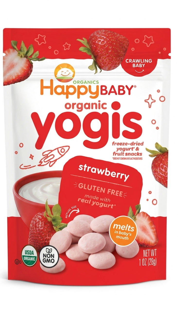 HappyBABY Organic Gluten Free Yogis - Strawberry 28g