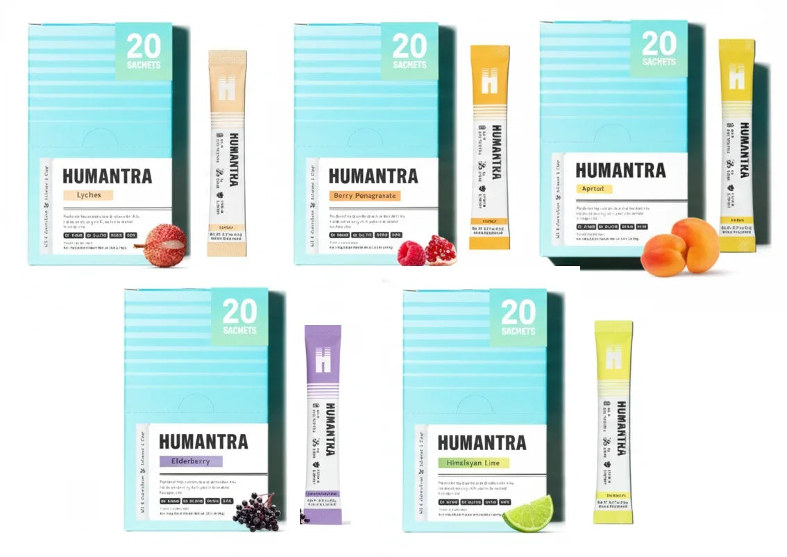 Humantra Assorted Electrolyte Hydration Pack – Zero Sugar, 20 Servings, 72g Each (100 count, 5 Pack Bundle All Flavors)