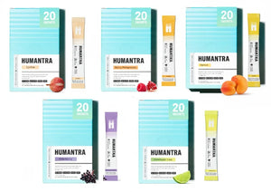 Humantra Assorted Electrolyte Hydration Pack – Zero Sugar, 20 Servings, 72g Each (100 count, 5 Pack Bundle All Flavors)