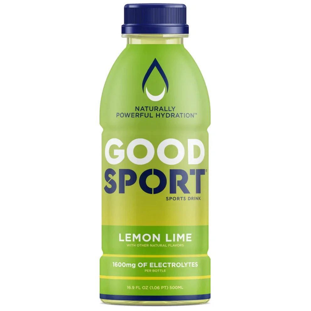 GoodSport Lemon Lime sports drink bottle, 1600mg electrolytes, plant-based hydration