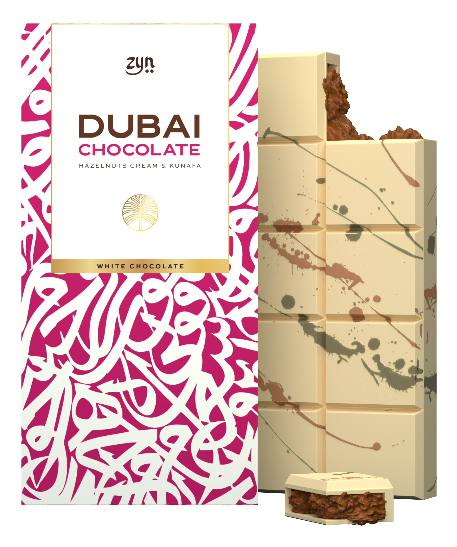 ZYN Dubai Kunafa WHITE Hazelnut Cream Chocolate 200g
