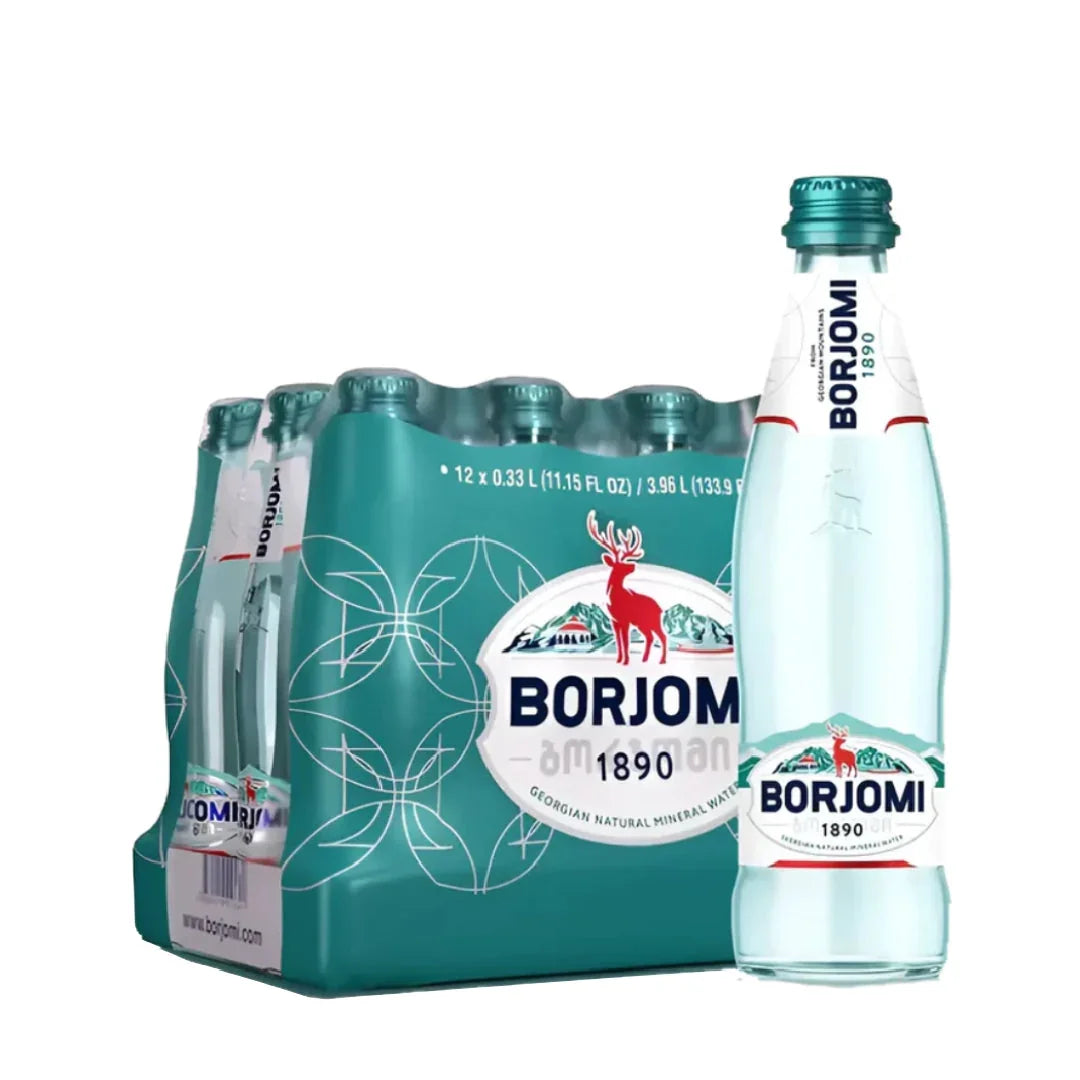 Borjomi Sparkling Glass Bottle Natural Mineral Water 12x330ml