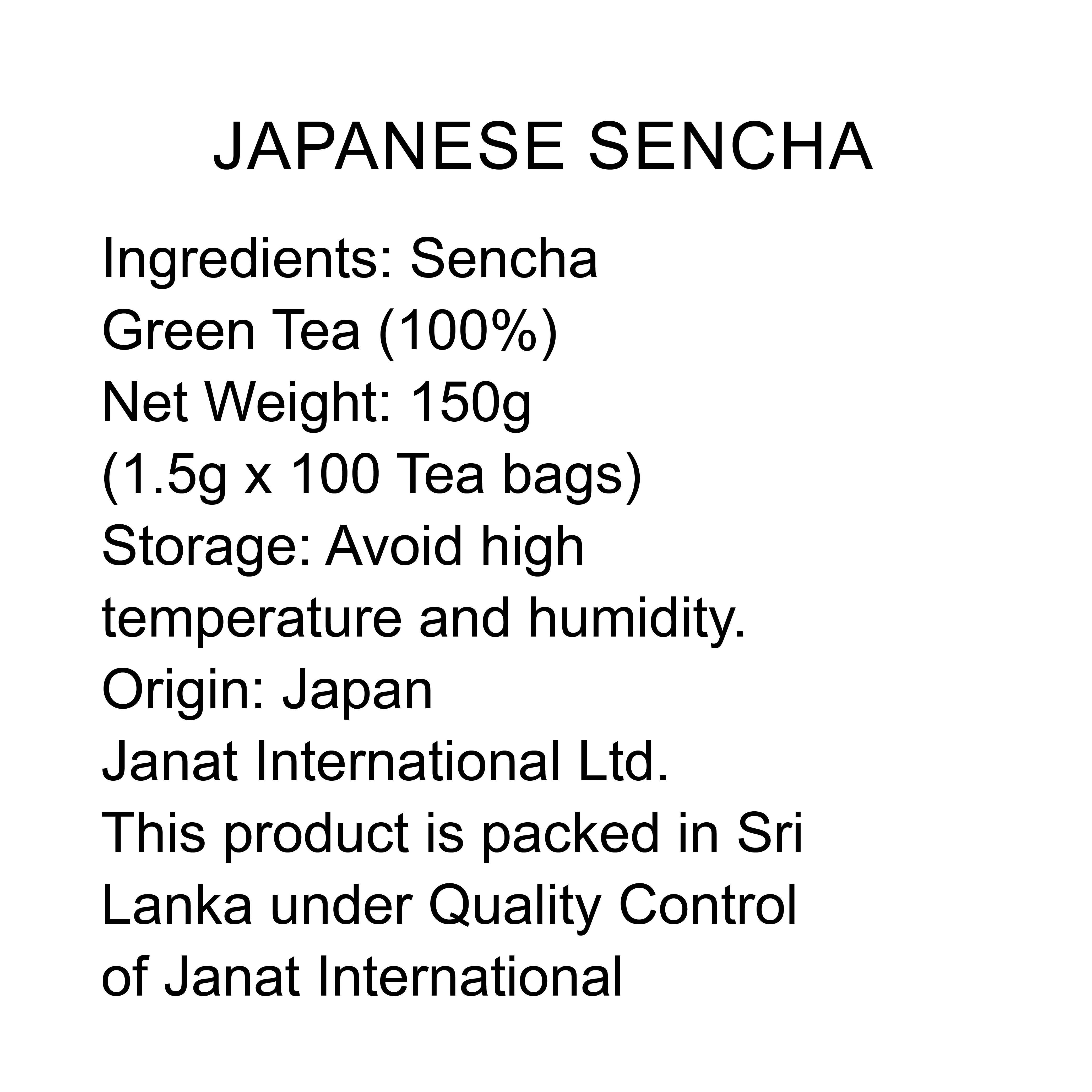 Janat Professional Series Ziplock Japanese Sencha 100 Tea Bags