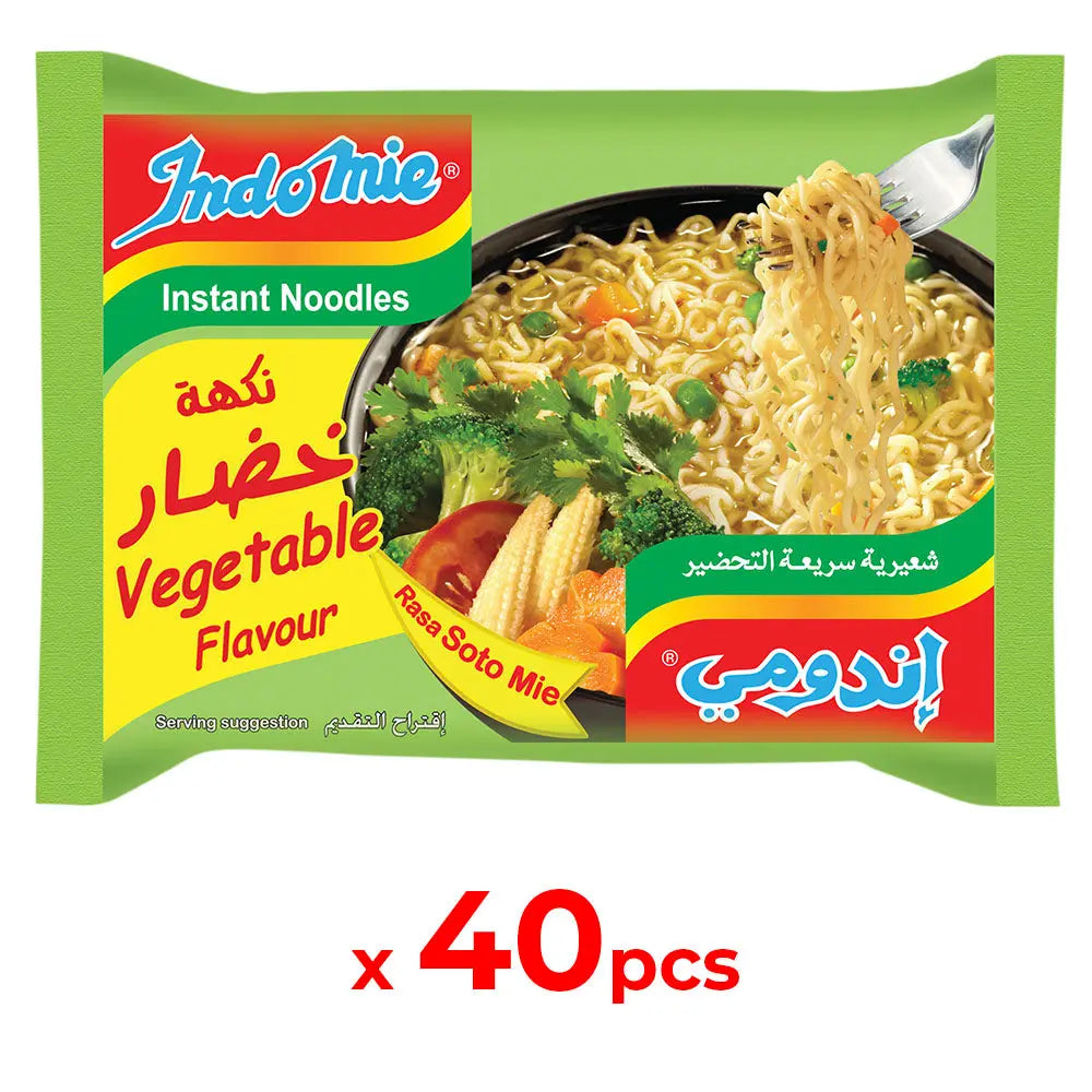 Indomie Soto Instant Noodles, Vegetable Flavour with Seasoning Powder and Sauce (Pack of 40 - 75 g Each)