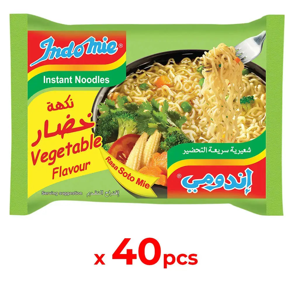 Indomie Soto Instant Noodles, Vegetable Flavour with Seasoning Powder and Sauce (Pack of 40 - 75 g Each)