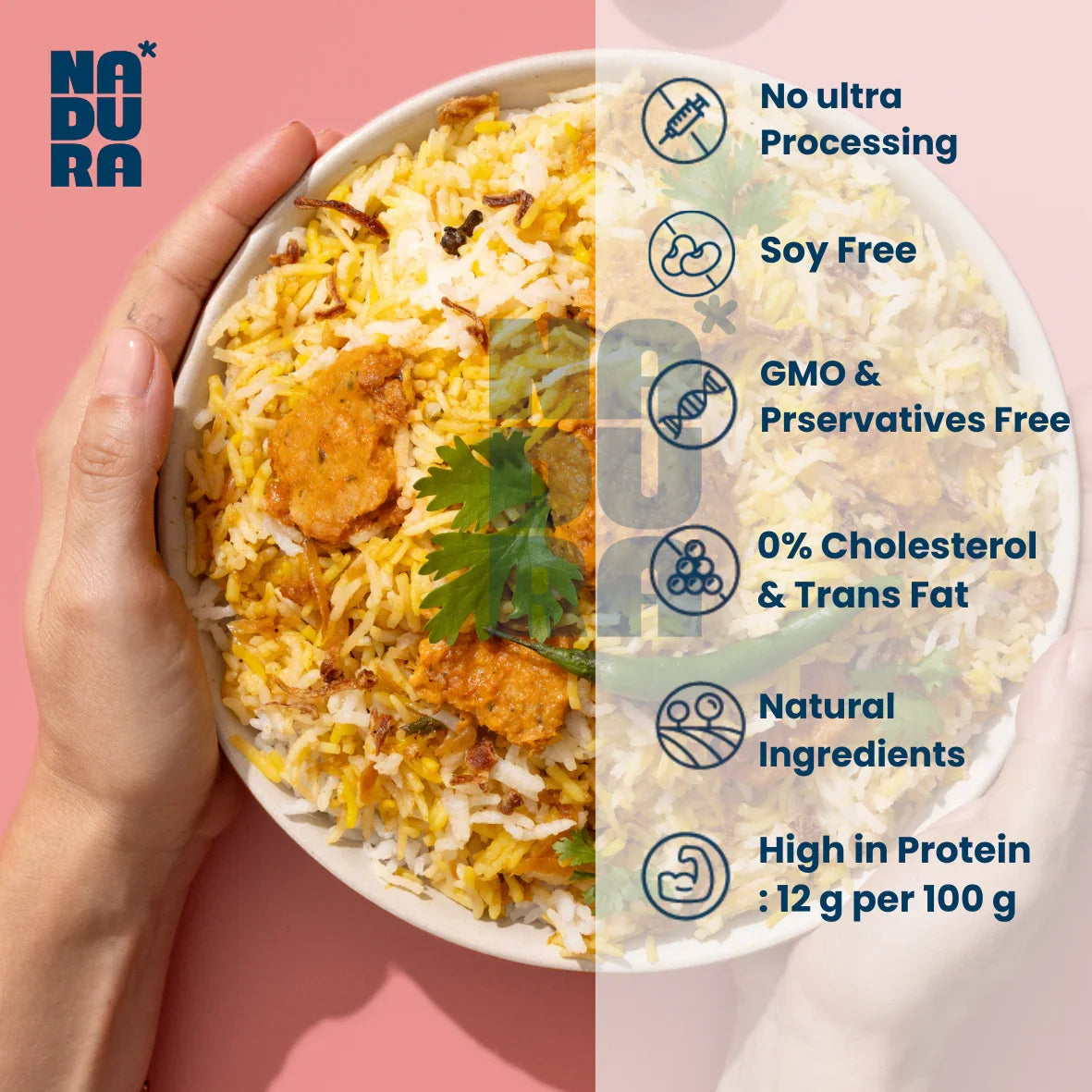 Plant-based tandoori kebab rice bowl with herbs, healthy protein-rich vegan meal, iPlantBased UAE.