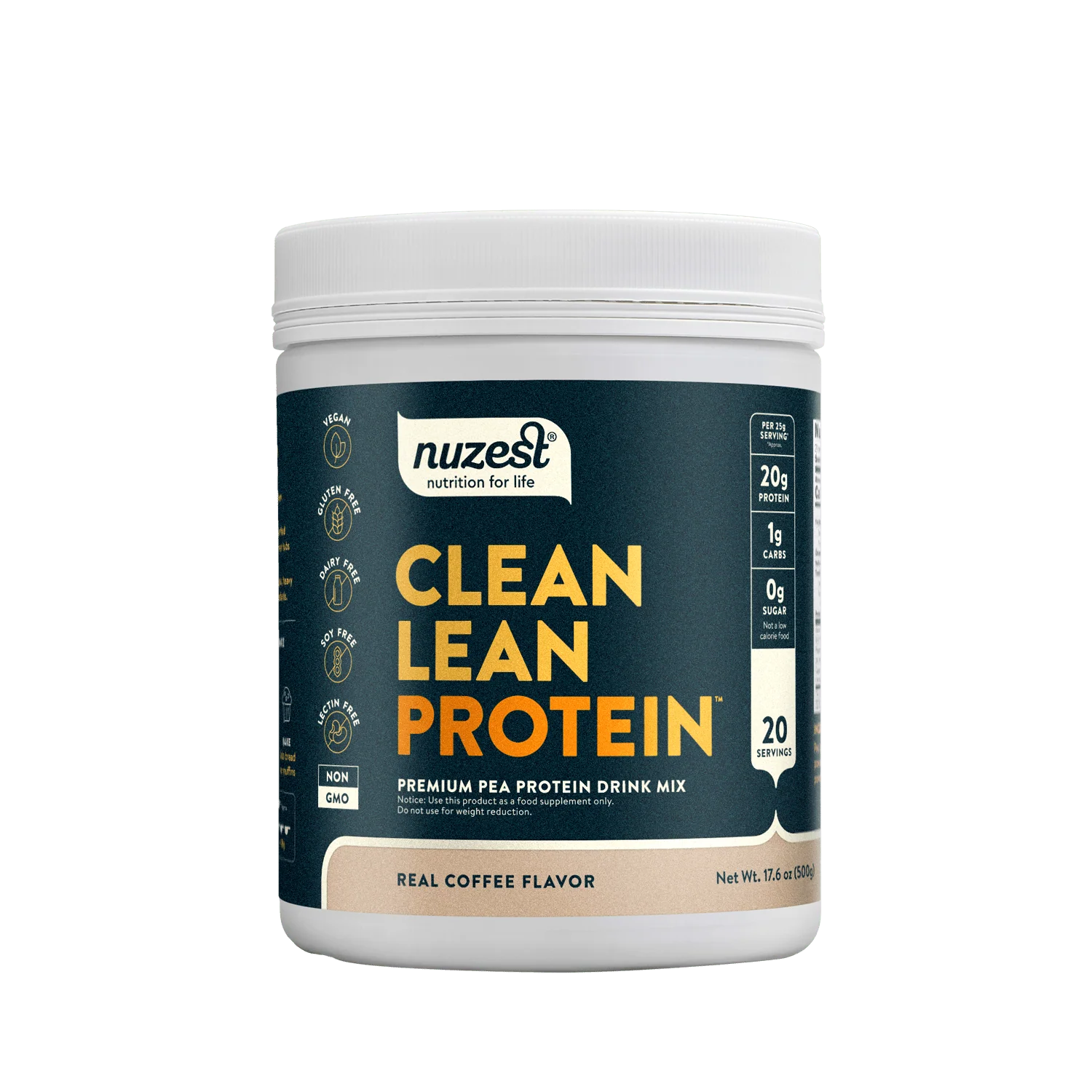 Nuzest Clean Lean Protein container on a white background