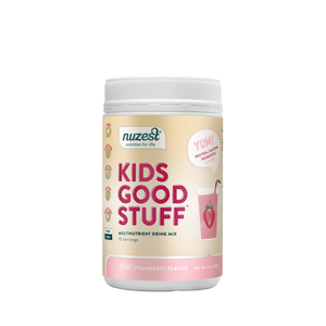 Nuzest Kids Good Stuff multivitamin drink mix container on a white background