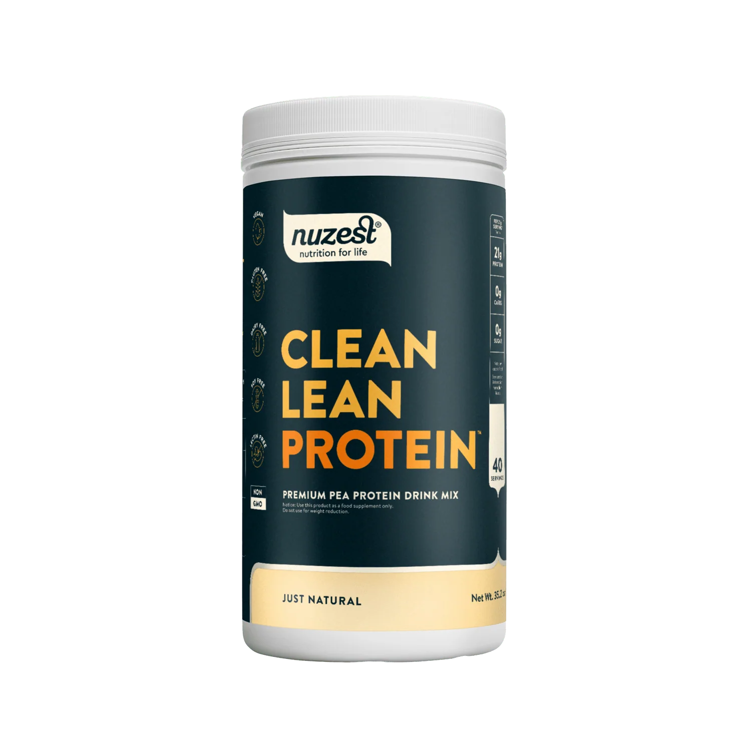 Nuzest Clean Lean Protein container on a white background