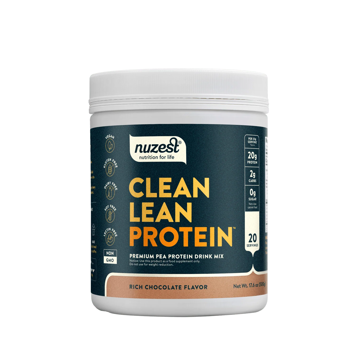Nuzest Clean Lean Protein container on a white background