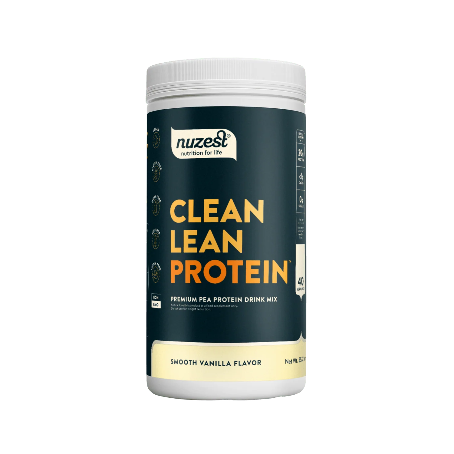 Nuzest Clean Lean Protein container on a white background