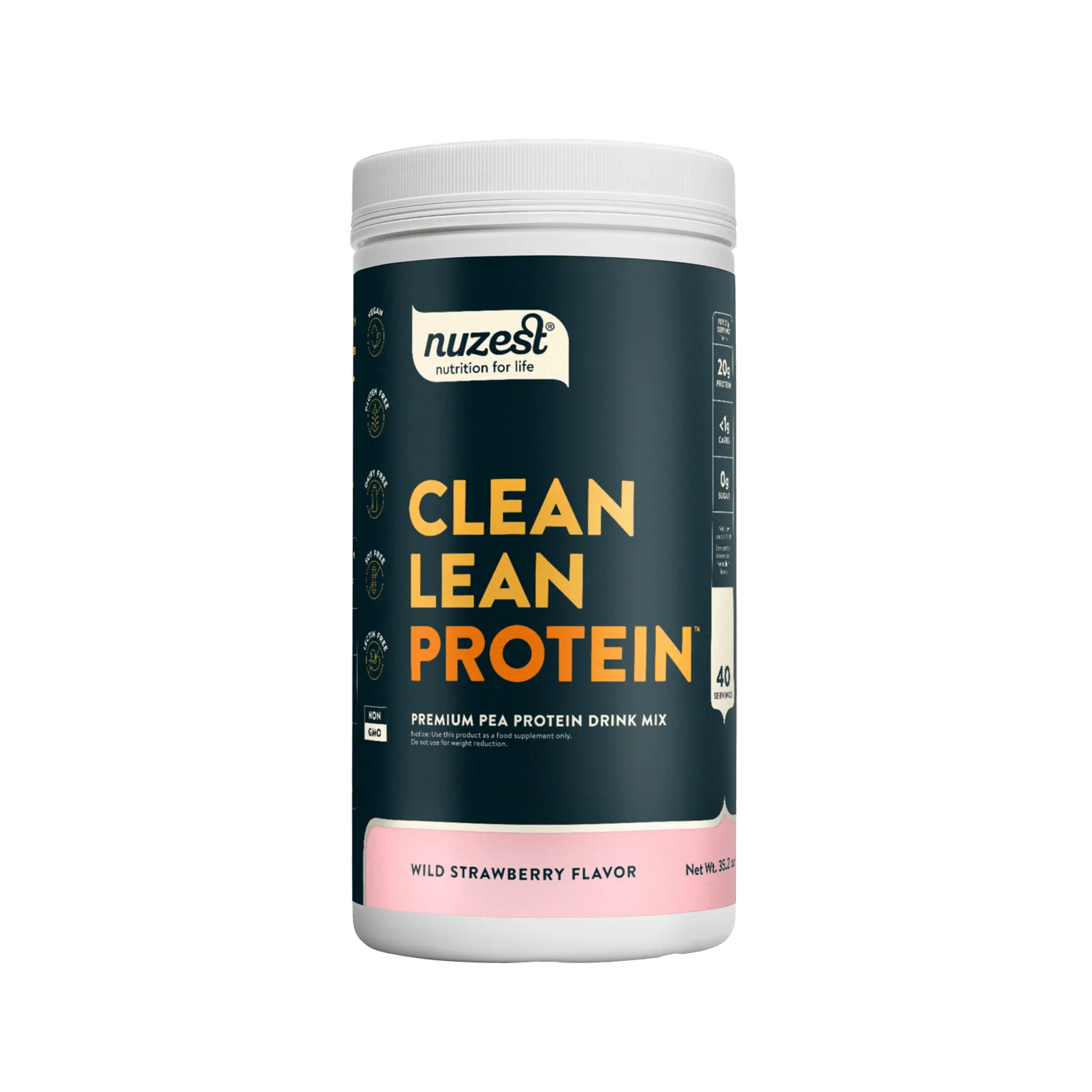 Nuzest Clean Lean Protein container on a white background