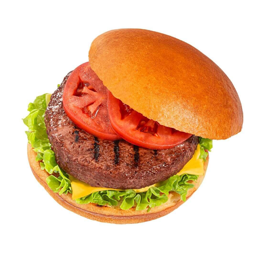 Plant-based burger with lettuce, tomato, cheese, and bun from iPlantBased UAE
