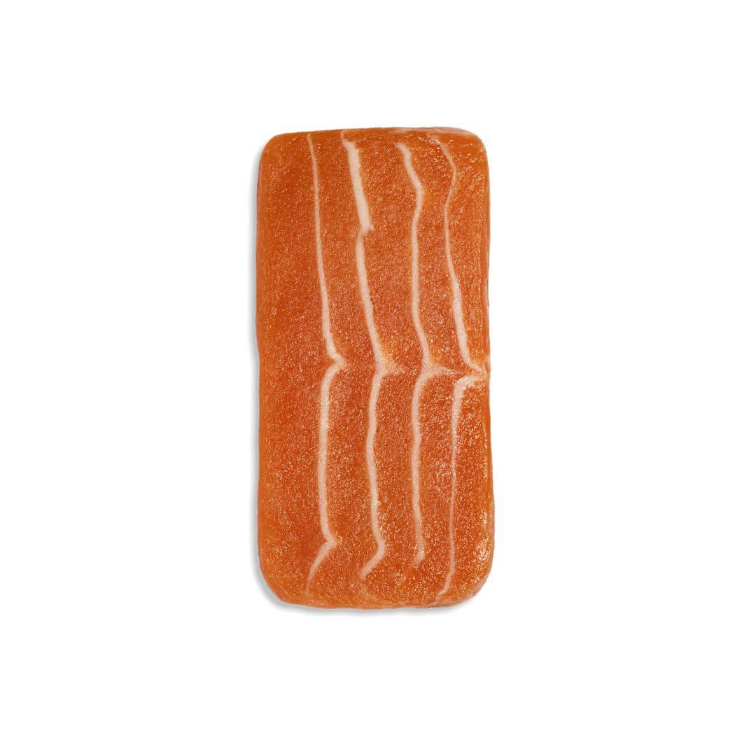 Plant-based salmon sashimi block on white background from iPlantBased UAE food store
