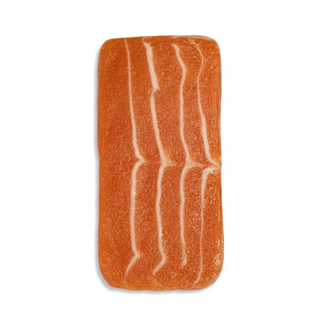 Plant-based vegan salmon sashimi block on white background, iPlantBased UAE specialty food