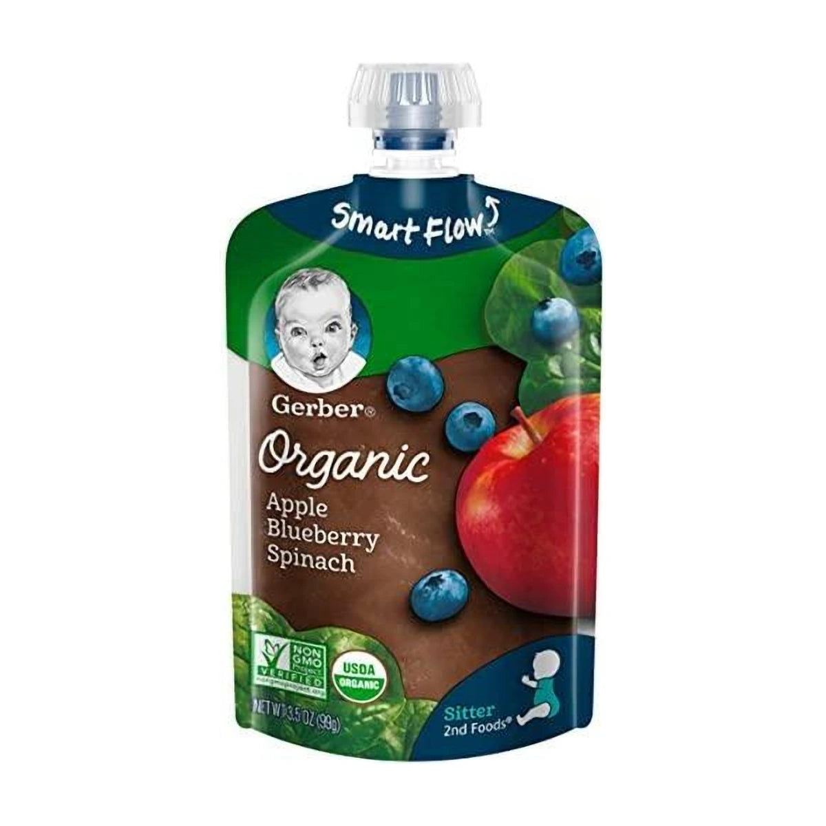 Gerber 2nd Food Organic Apple Blueberry Spinach 99g | Welaza