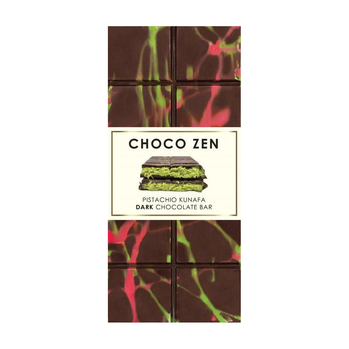 Choco Zen Pistachio Kunafa Dark Dubai Chocolate Bar 190g - View 4 | Welaza