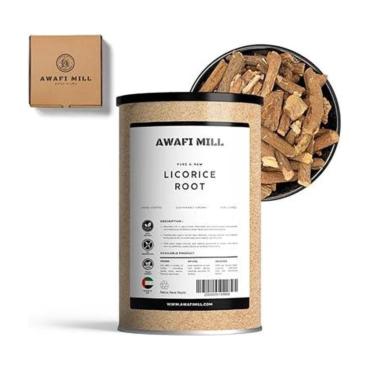 AWAFI MILL Licorice Root Glycyrrhiza Glabra - 100 g | 3.5 Oz | Welaza