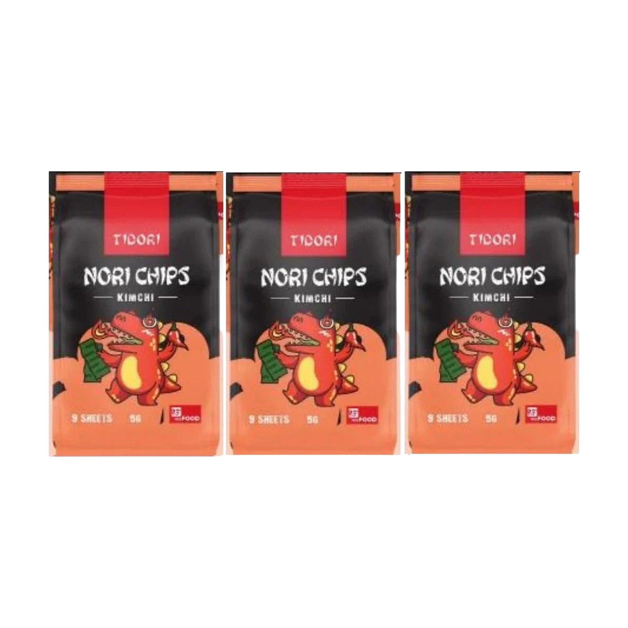 Tidori Nori Chips Kimchi Flavour 5g (Pack of 3)