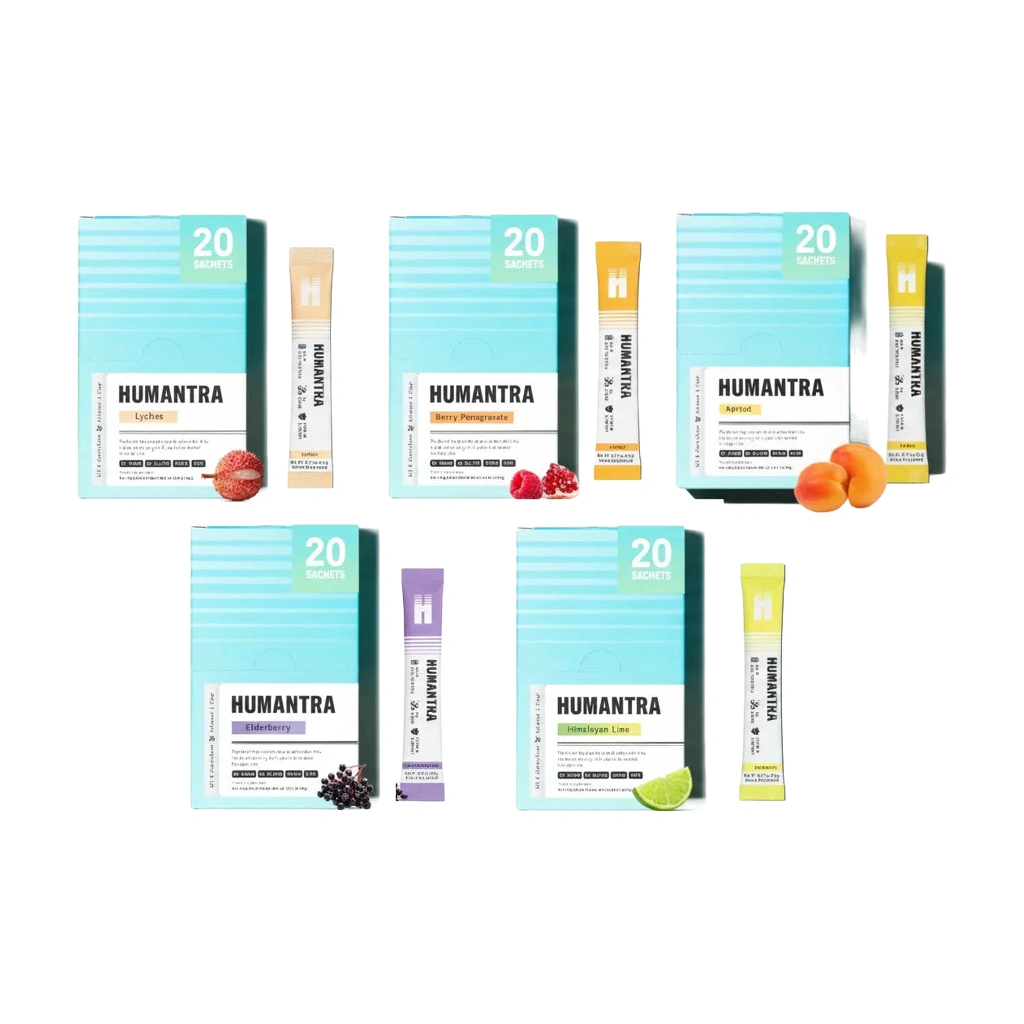 Humantra Assorted Electrolyte Hydration Pack (100 count, 5 Pack Bundle All Flavors)