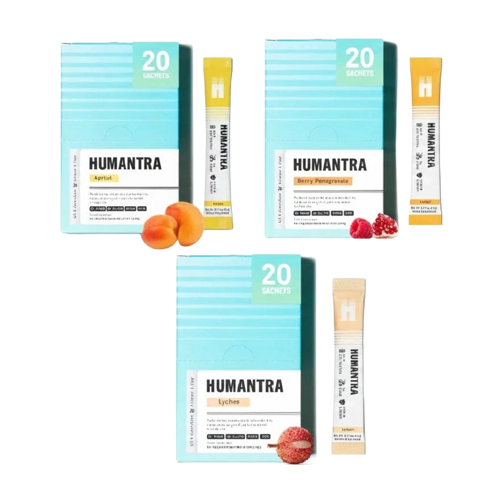 Humantra 3 Flavors Bundle Apricot, Berry Pomegranate, 72g Each 60 Count (Pack of 3)