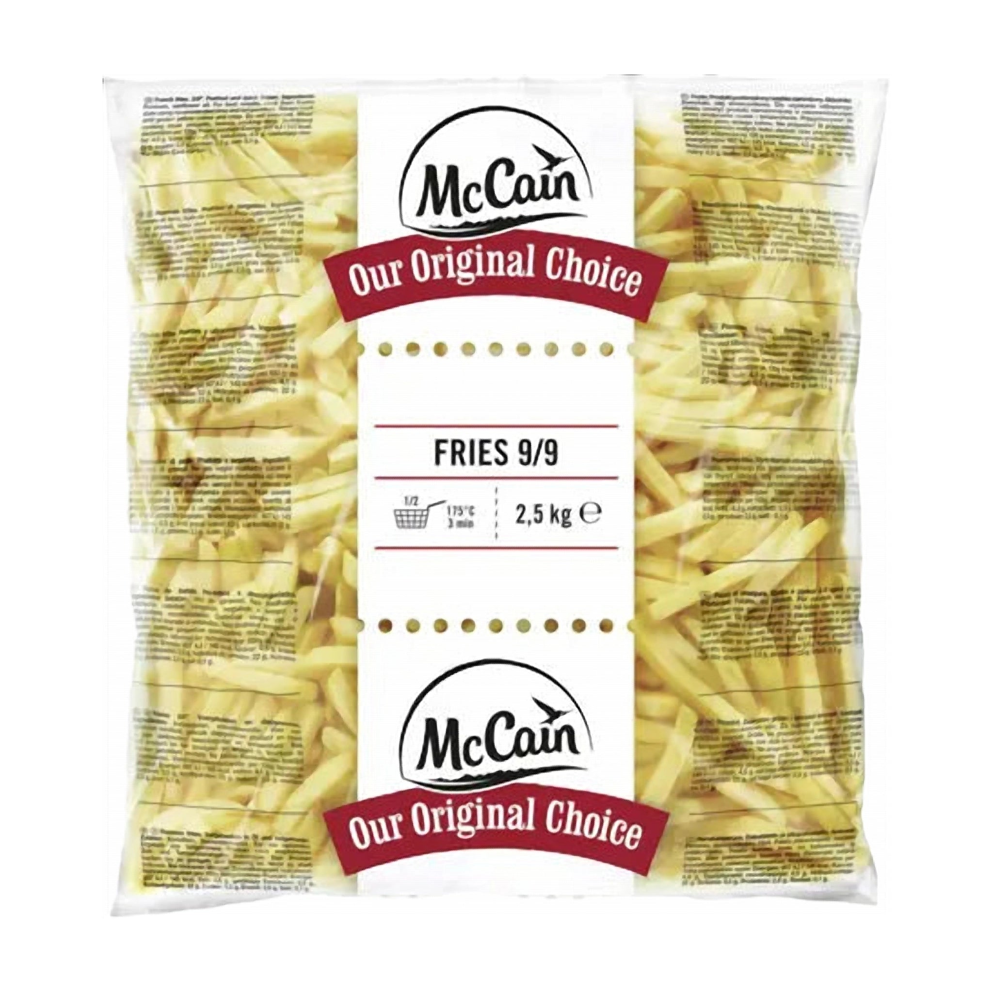 McCain Straight Cut Fries 9/9 Bag 2.5 Kg