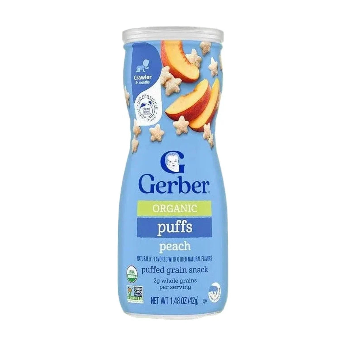 Gerber Organic Puffs, Peach 1.48 oz | Welaza