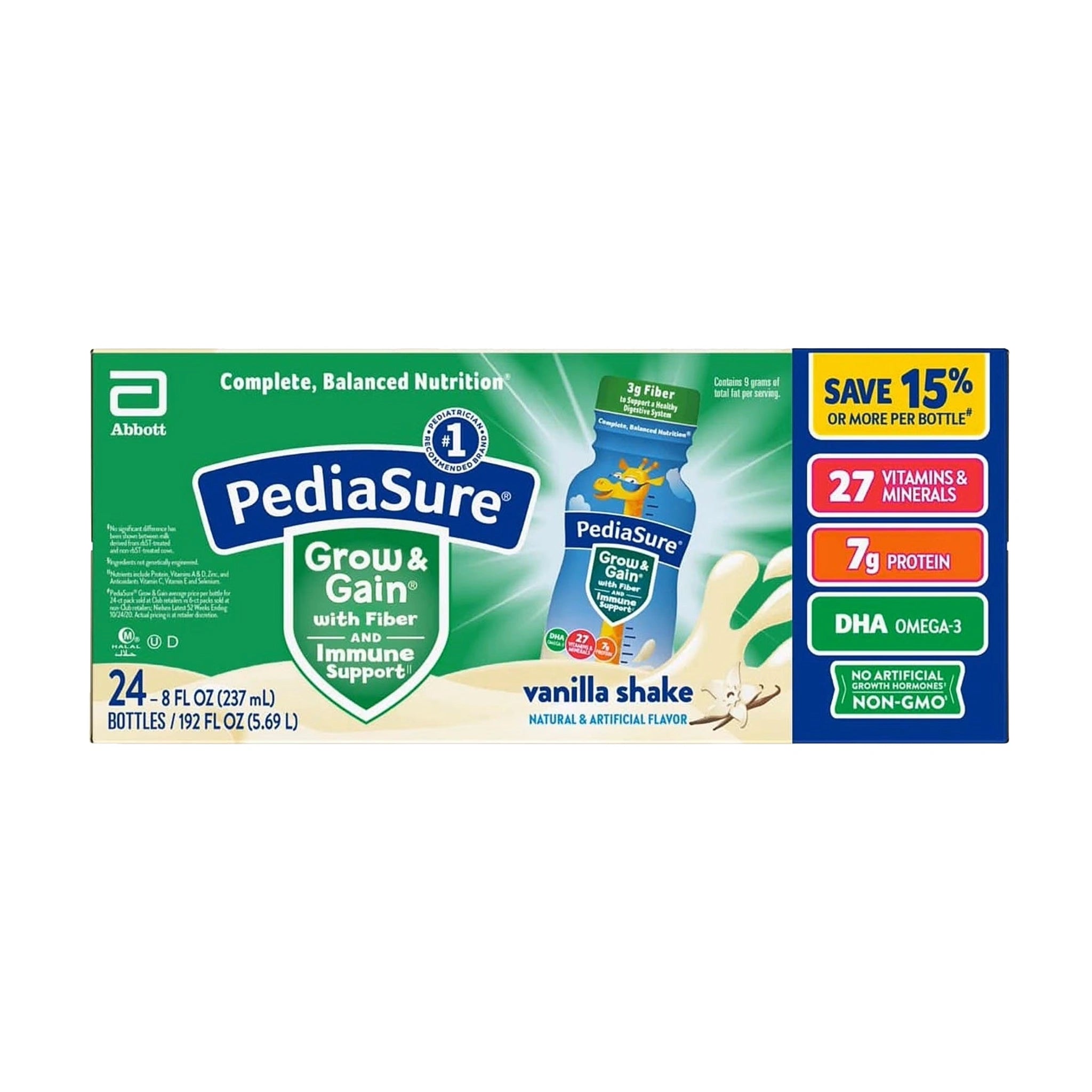 PediaSure Grow and Gain Nutrition Shake for Kids, Vanilla 237ml (24 pk)