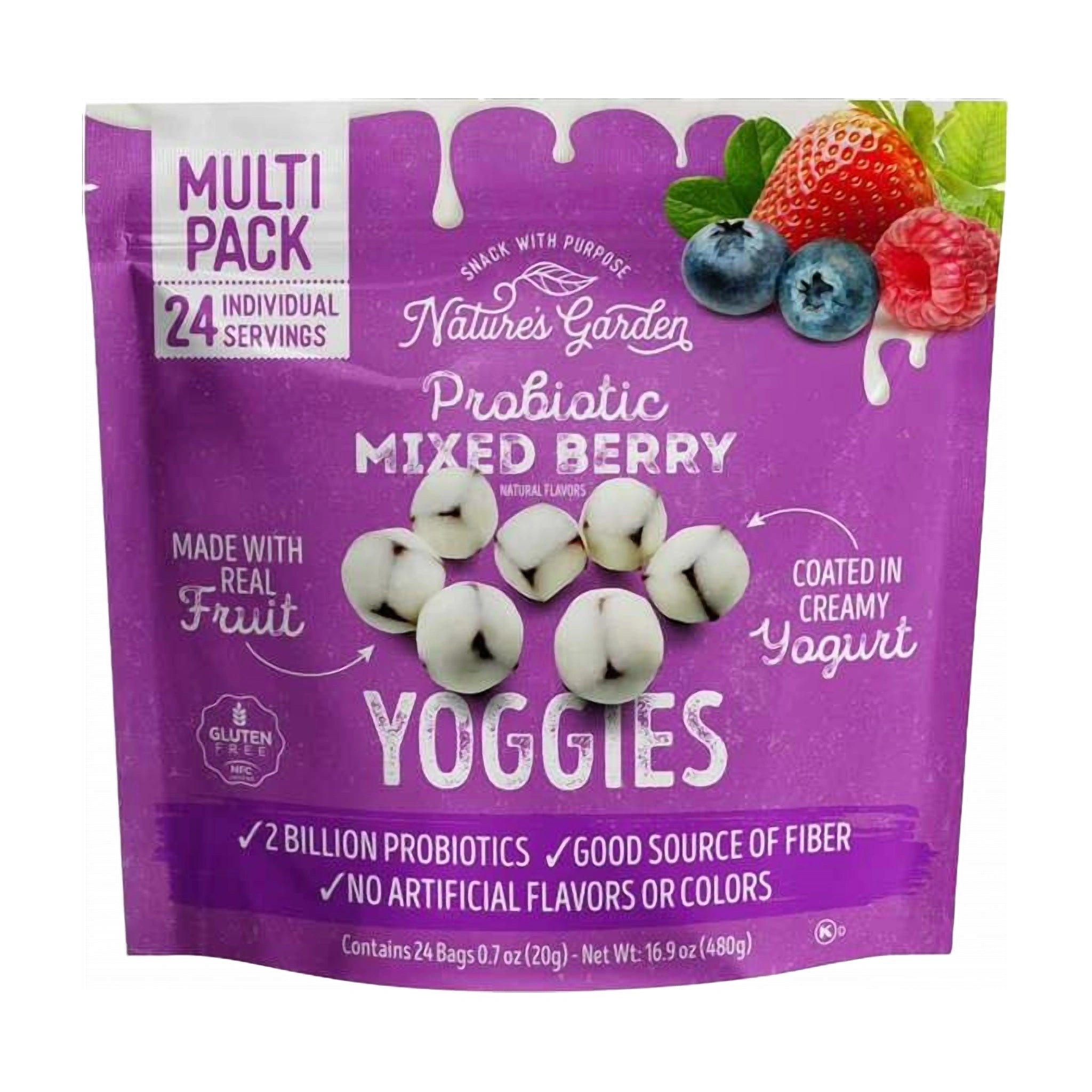 Nature's Garden Probiotic Mixed Berry Yoggies 480g, 24 pk.