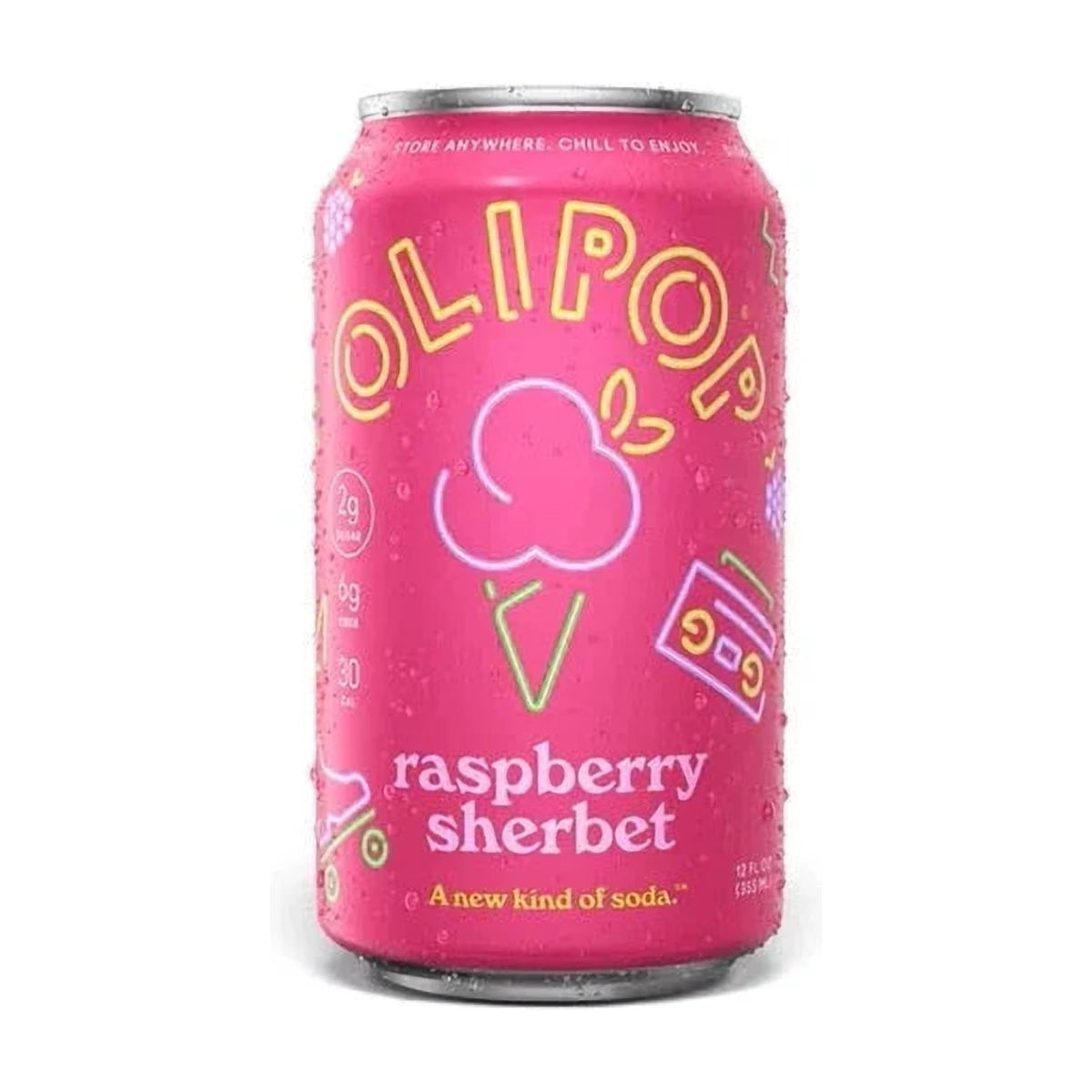 Olipop Prebiotic Raspberry Sherbet Soda Can 355ml | Welaza
