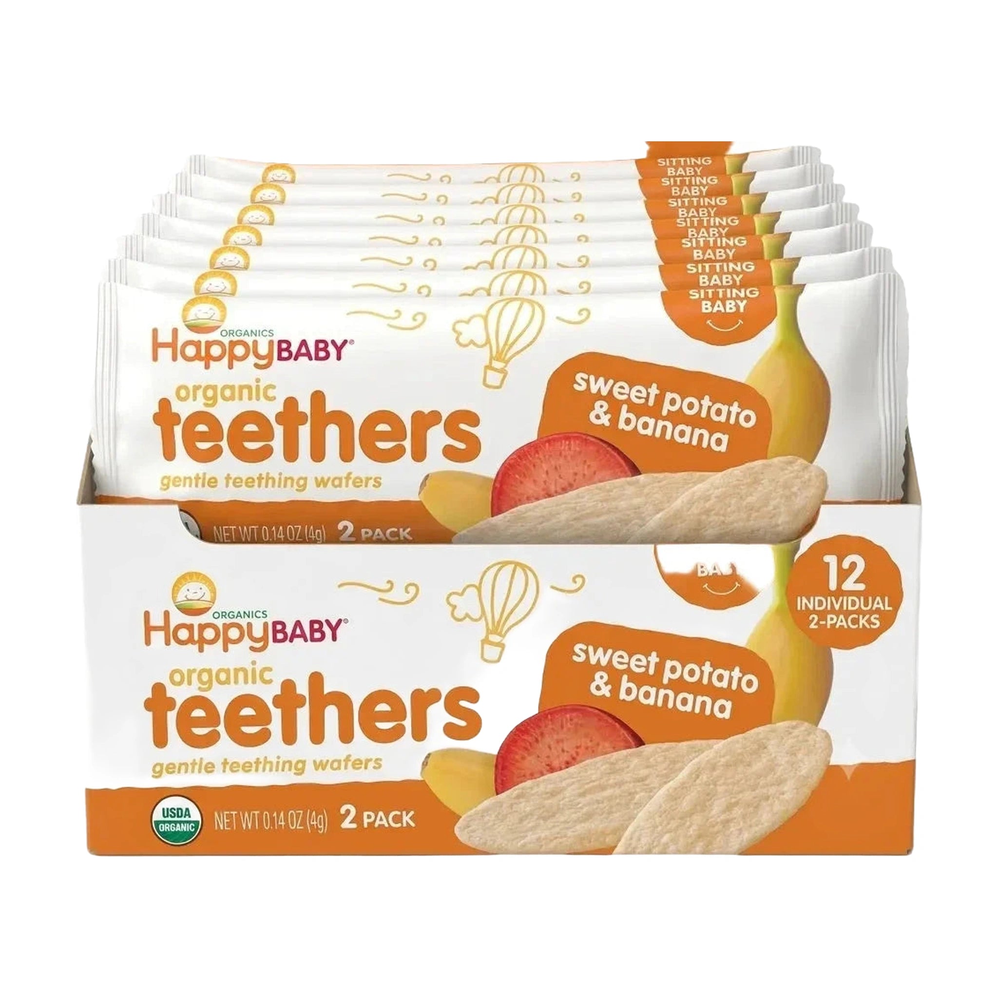 HappyBABY Organic Teethers 4g, Sweet Potato & Banana - Pack of 12