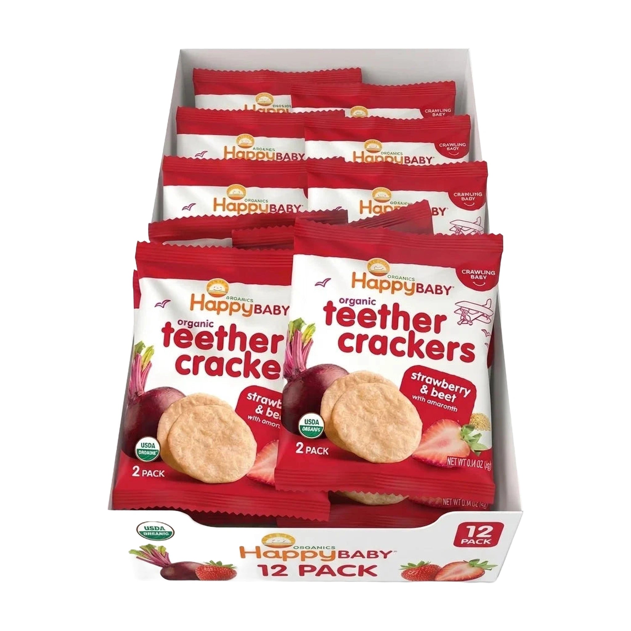 HappyBABY Organic Teethers 4g, Strawberry & Beet - Pack of 12