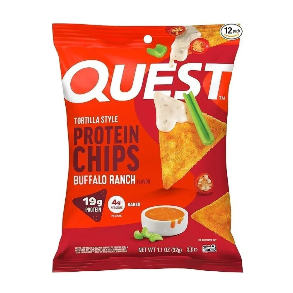 Quest Tortilla Style 19g Protein Chip Buffalo Ranch Flavored 32g