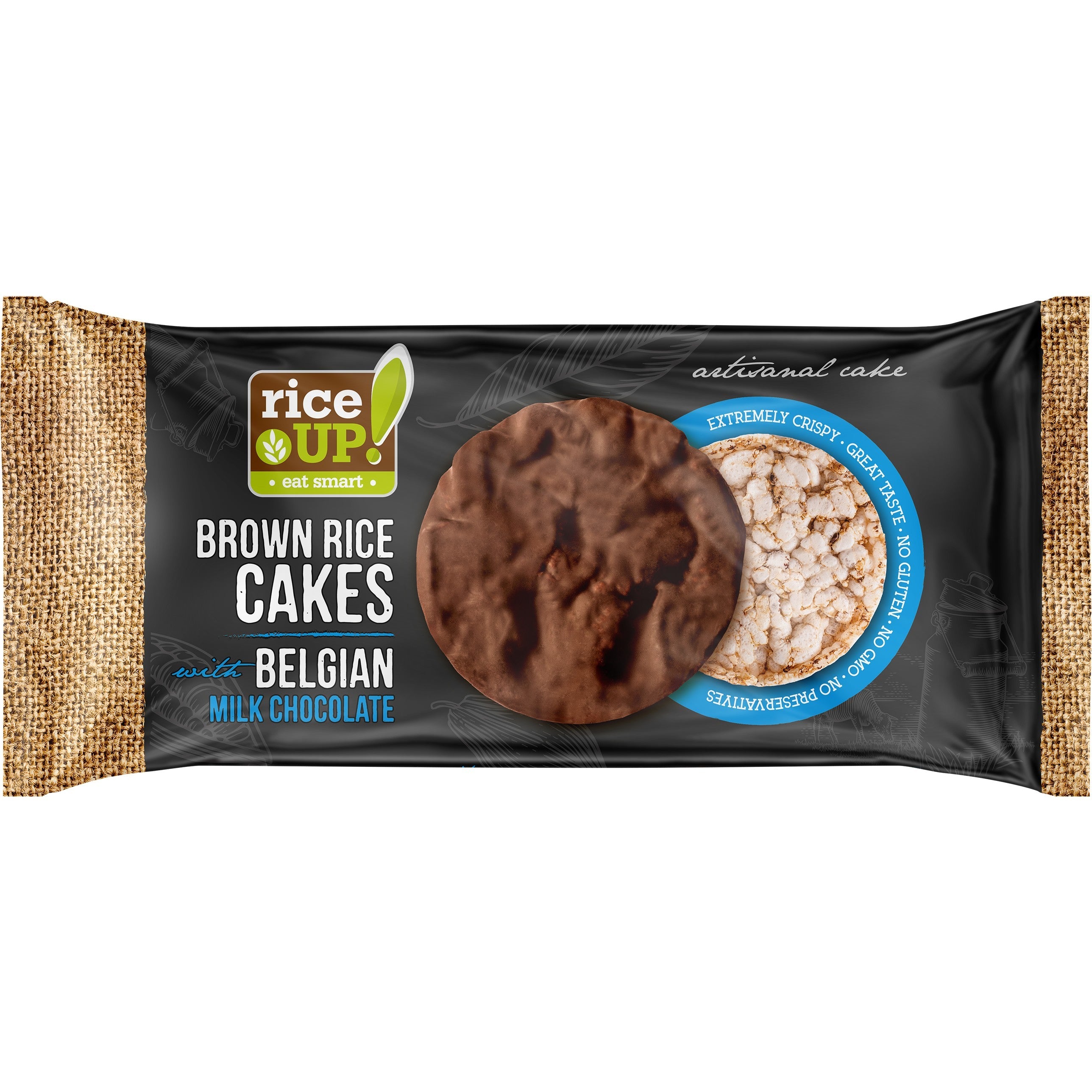 Rice Up  Whole Grain Rice Cakes With Milk Belgian Chocolate 90g