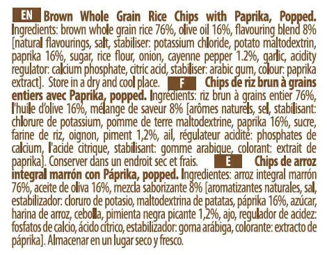 Rice Up Whole Grain Rice Chips Paprika 60G, Gluten free, No GMO