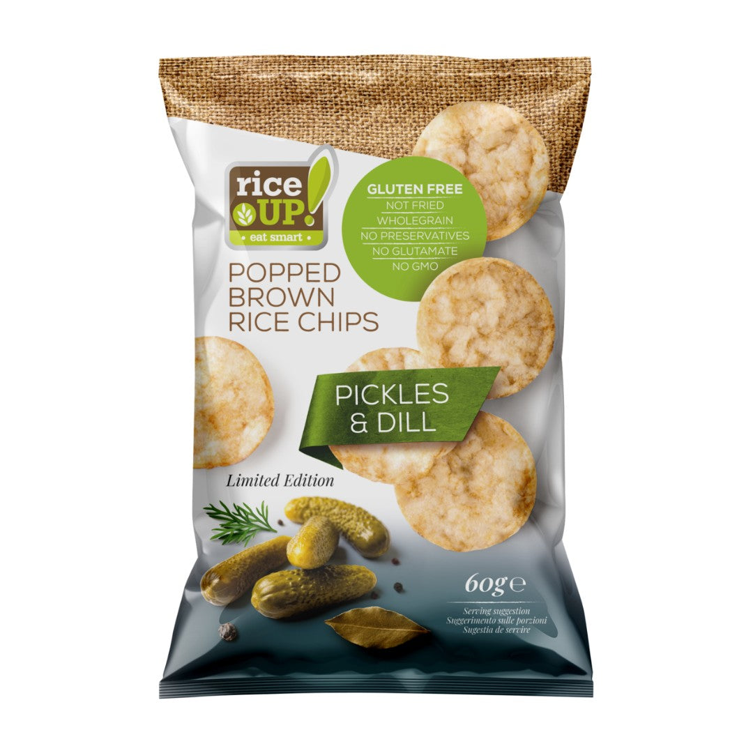 Rice Up Whole Grain Rice Chips Pickles & Dills 60G, Gluten free, No GMO