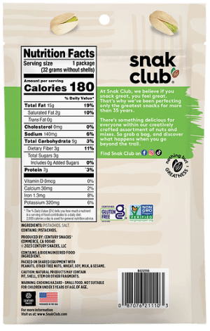 Snak Club Roasted Salted Pistachios 64g