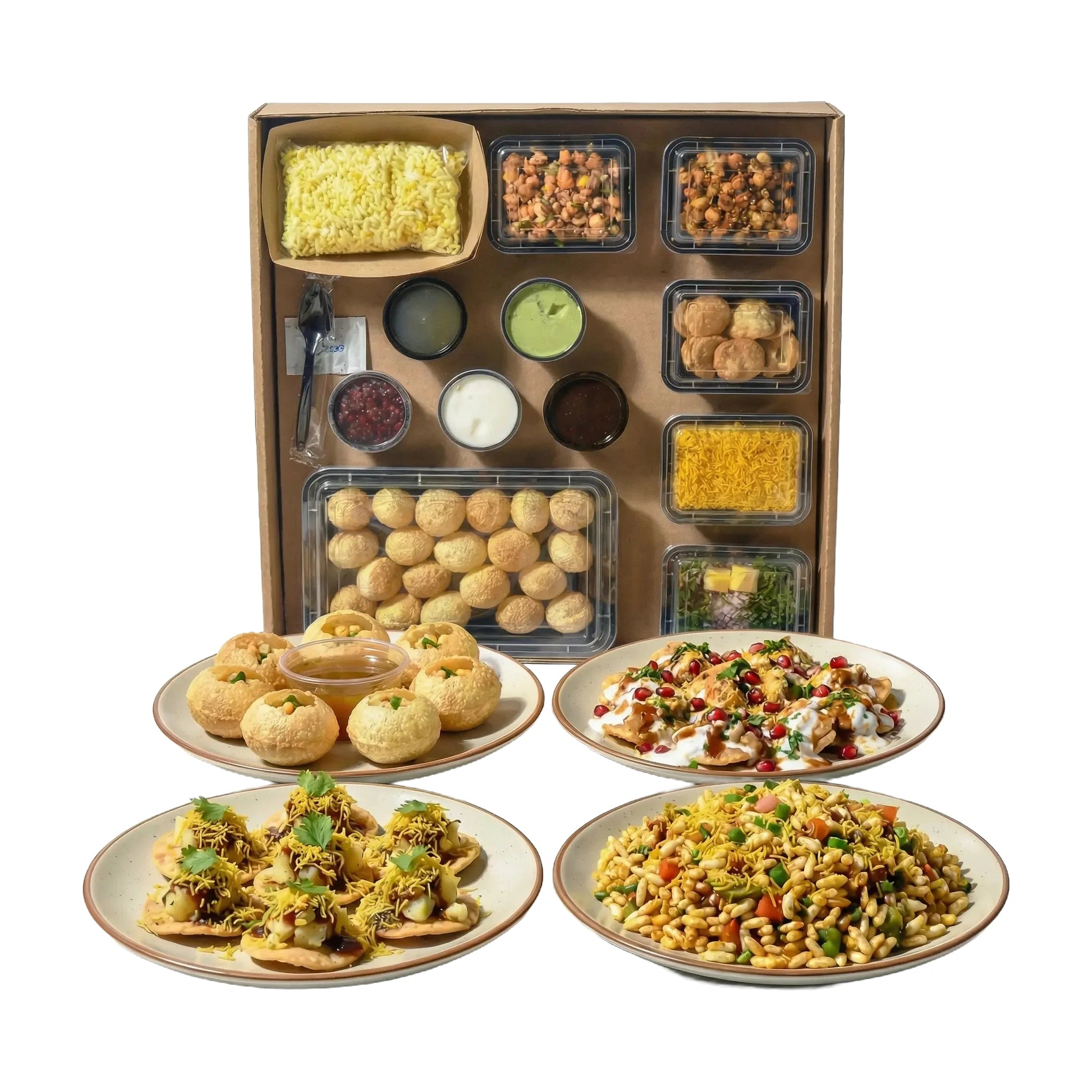 Premium 4 IN 1 Pani Puri + Chaat + Bhel Party Box for 5 people