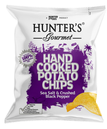 Hunter's Gourmet sea salt and crushed black pepper potato chips 40g
