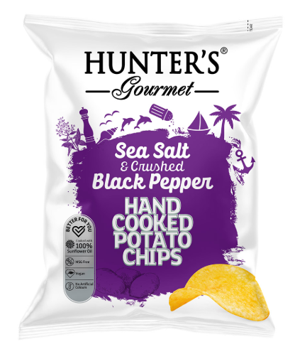 Hunter's Gourmet sea salt and crushed black pepper potato chips 125g