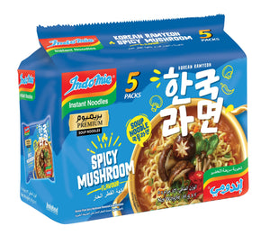Indomie Korean Spicy Mushroom Soup Noodle, Halal Certified - 5 Packs Each 83gm