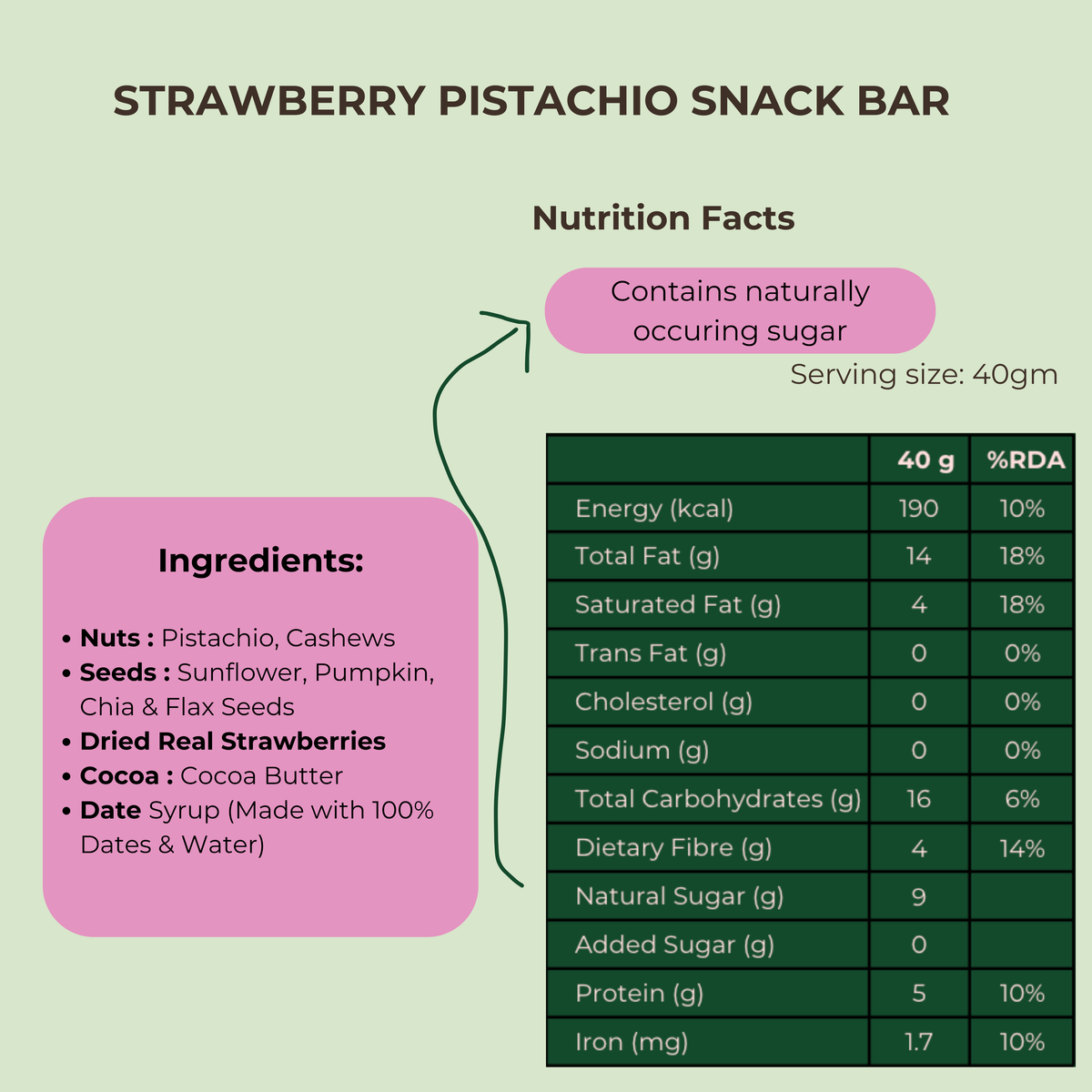 Nothing Silly - Strawberry Pistachio - 6 Bars (Buy 6 And Save AED 5)