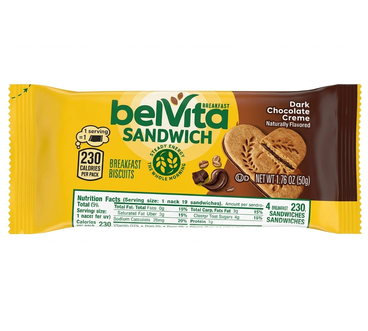 Belvita Sandwich Breakfast Biscuits, Dark Chocolate Creme
