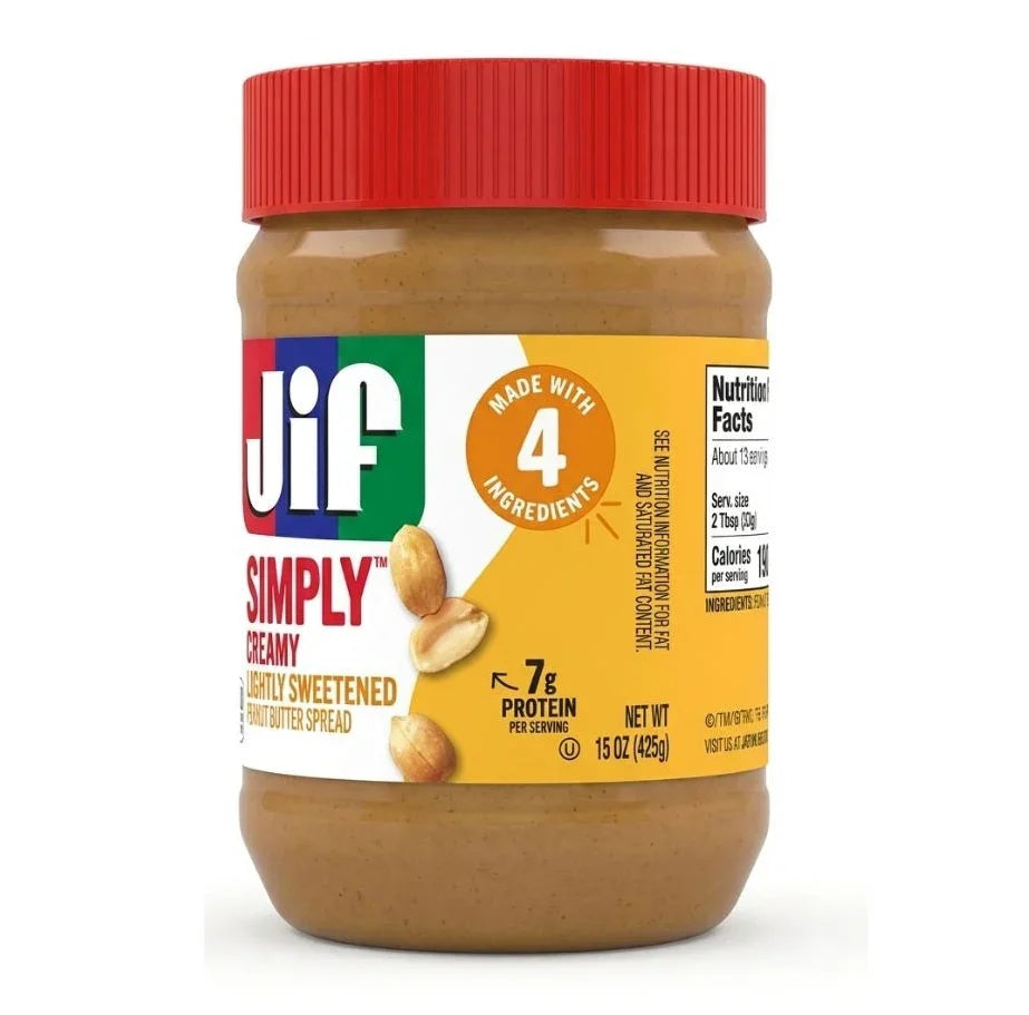 Jif Simply Creamy Lightly Sweetened Peanut Butter Spread 425g