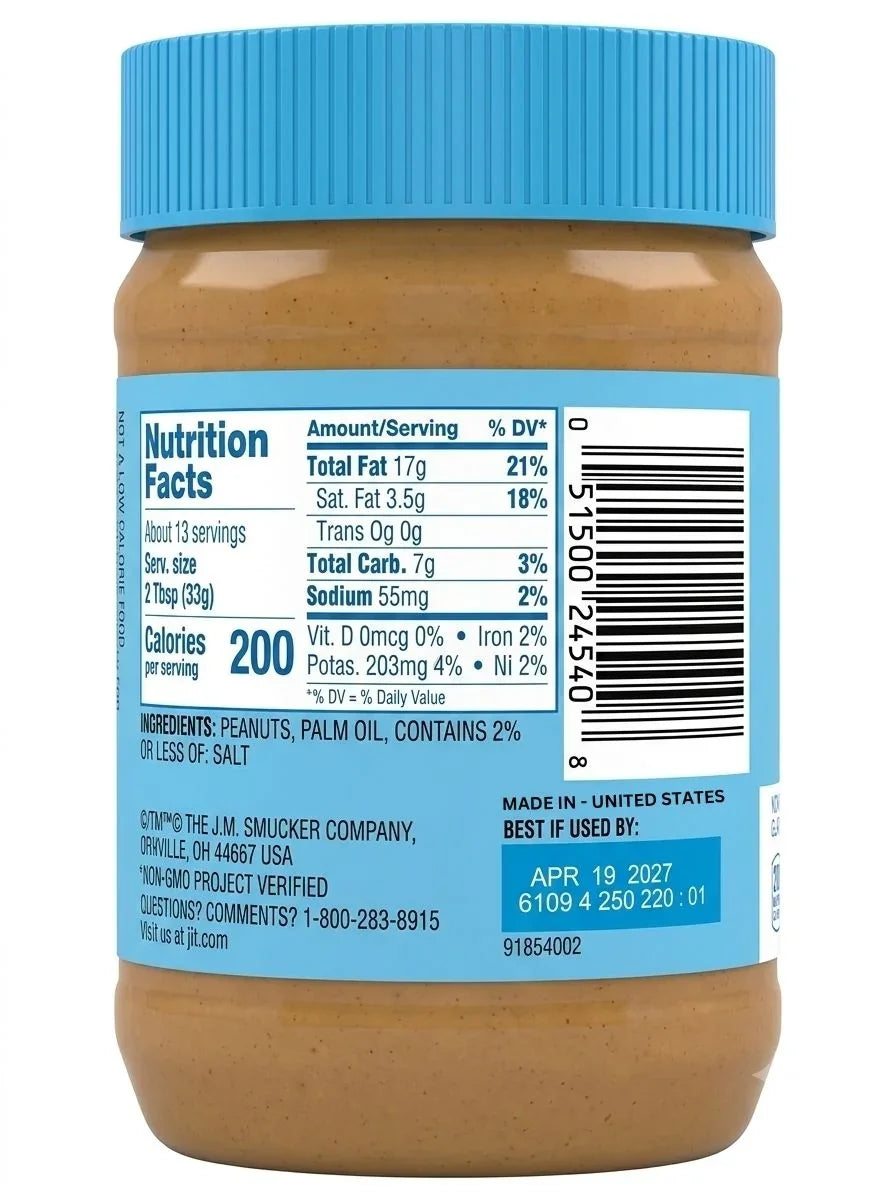 Jif No Added Sugar Creamy Peanut Butter Spread 440g