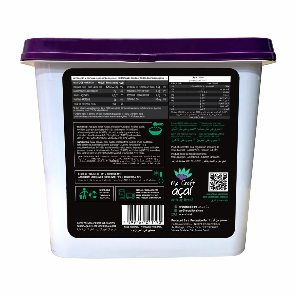 Mr Craft NO Added Sugar Acai With Guarana 3.2Kg Bucket