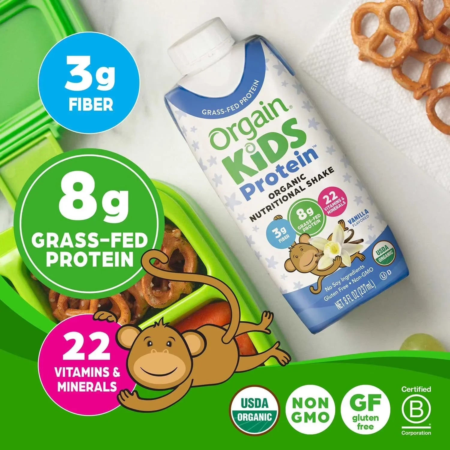 Orgain Kids 8g Protein Organic Nutritional Shake, Vanilla 237ml