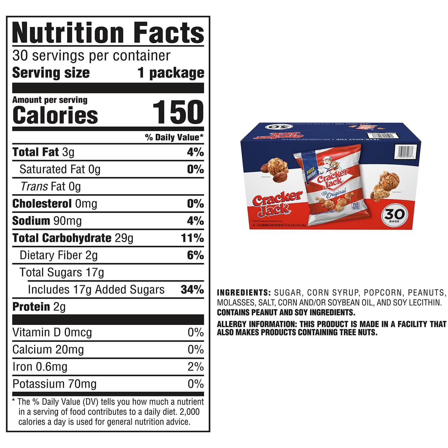 Cracker Jack Original Caramel Coated Popcorn and Peanuts 35.4g - 30 pk.