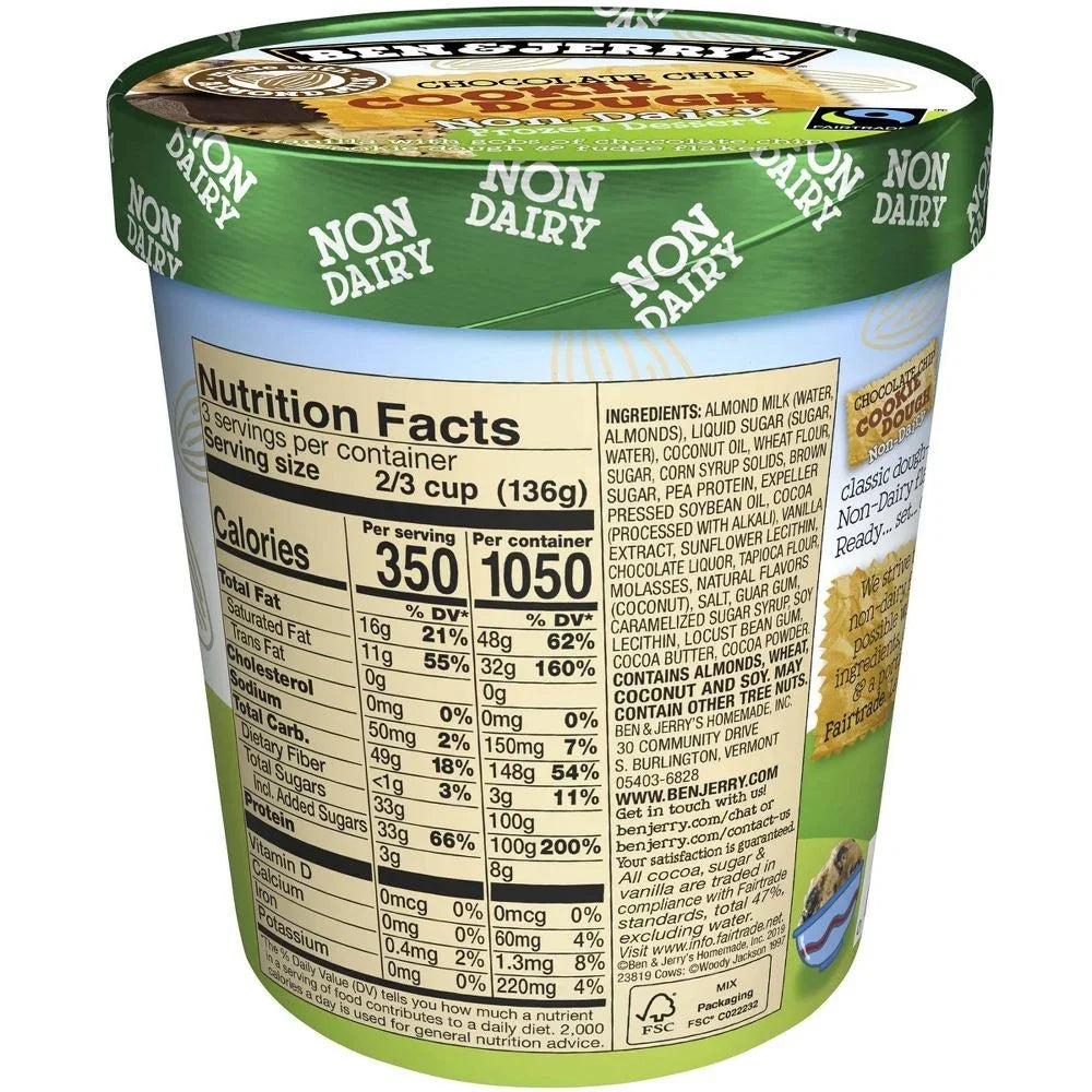 Ben & Jerry's Non Dairy Chocolate Chip Cookie Dough 136g - View 3 | Welaza