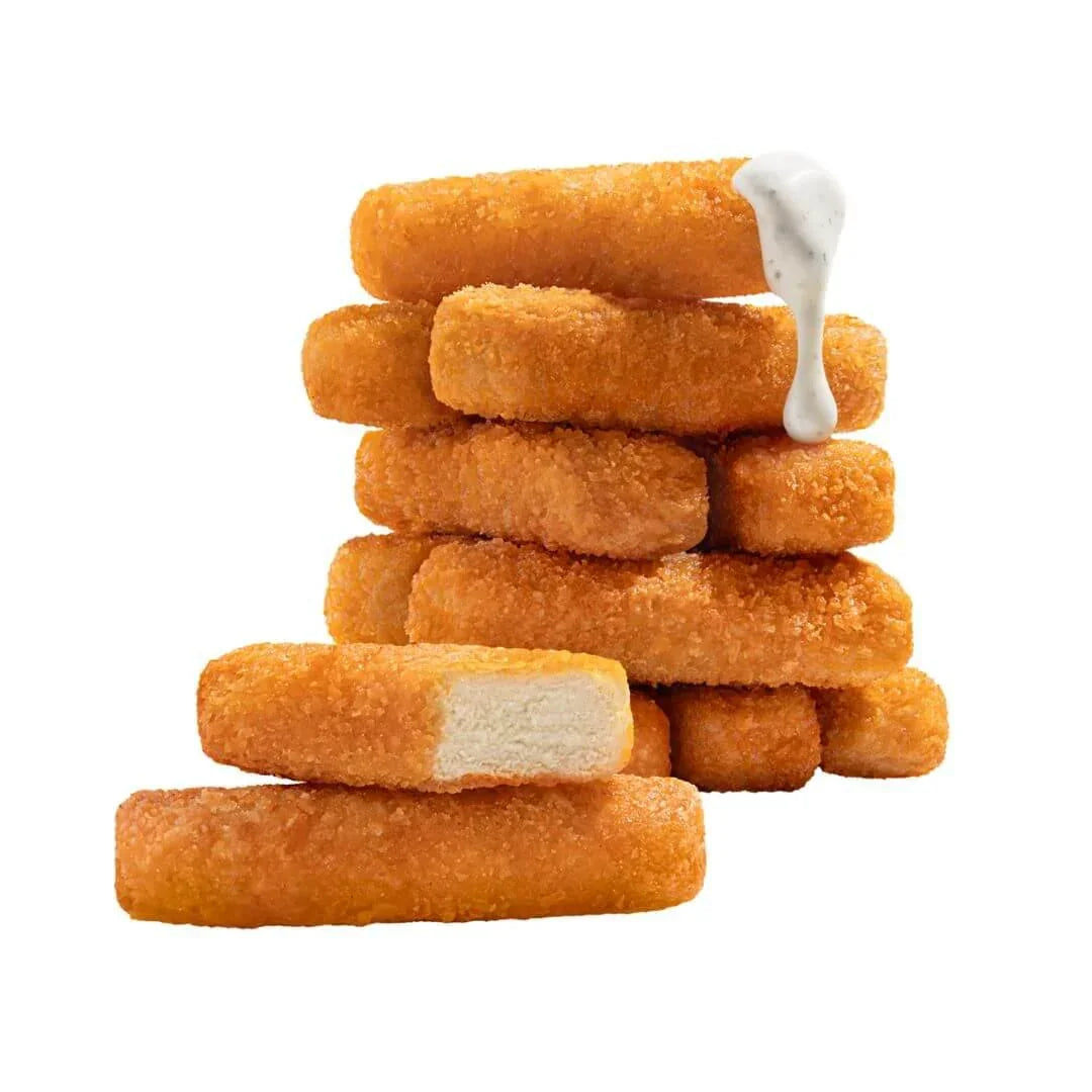 Stack of crispy plant-based nuggets with sauce, iPlantBased vegan food UAE